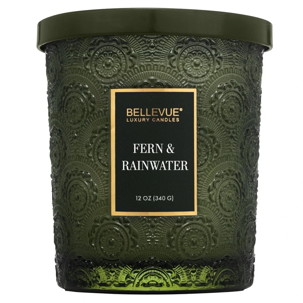 Bellevue Double Wick 12 oz Luxury Candle ~ FERN AND RAINWATER ~ New!